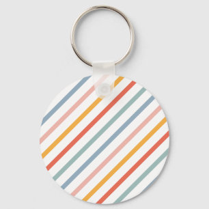 Colorful Pastel Diagonal Stripes Key Ring