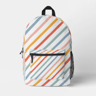 Colorful Pastel Diagonal Stripes Printed Backpack