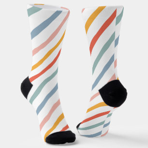 Colorful Pastel Diagonal Stripes Socks