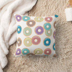 Colorful Pastel Donuts & Sprinkles Pattern Cushion