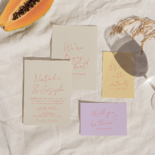 Colorful Pastel Hand Written Whimsical Wedding  Invitation