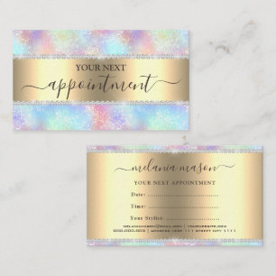 Colorful Pastel Holographic Glitter Diamonds Appointment Card