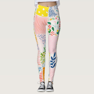Colorful Pastel Patchwork Preppy Leggings