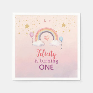 Colorful Pastel Rainbow Girl Birthday Napkin