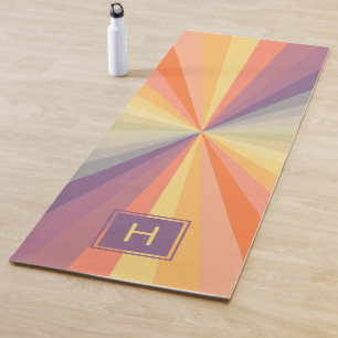 Colorful Pastel Rainbow Monogram Yoga Mat