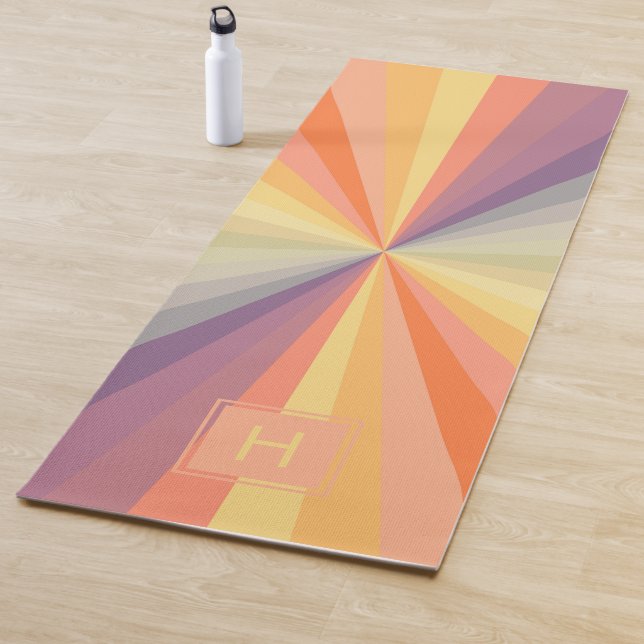 Colorful Pastel Rainbow Monogram Yoga Mat (In Situ)