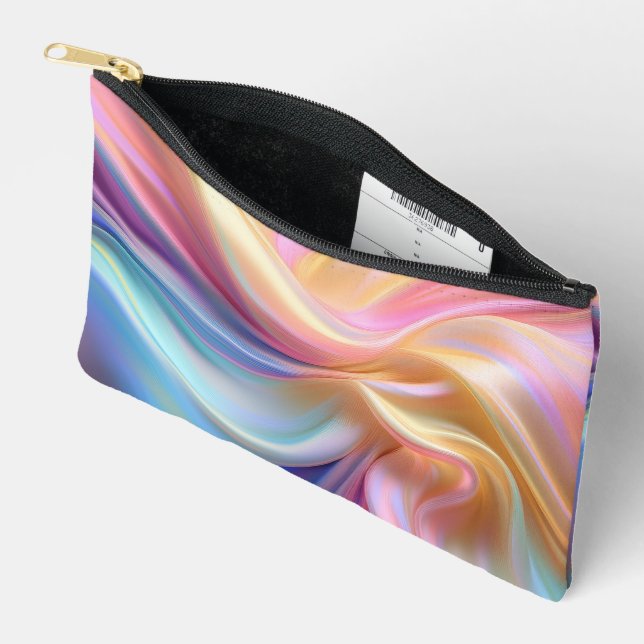 Colorful Pastel Silk Accessory Pouch (Open)