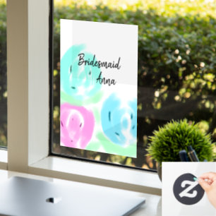 Colorful pastel watercolor floral bridemaid add na window cling