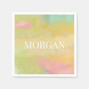 Colorful Pastels Color Blocks Custom Party  Napkin