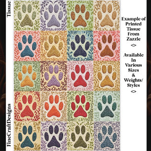 Colorful Patchwork Paw Prints Quilt EN8 Decoupage Tissue Paper