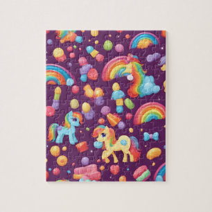 Colorful pattern candies sweets rainbow ponies jigsaw puzzle
