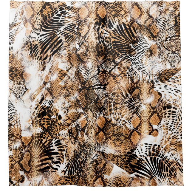 Colorful Pattern Study, Leopard, Zebra, Camouflage Shower Curtain (Front)
