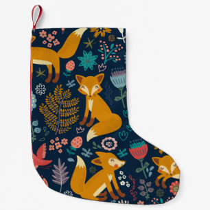 Colorful pattern with a foxfox,pattern,forest,fall small christmas stocking
