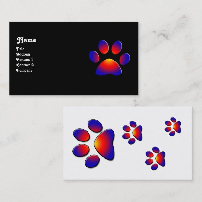 COLORFUL PAW,black white Business Card (Front/Back)