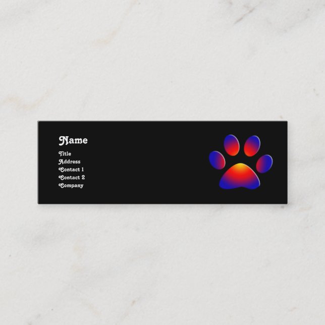 COLORFUL PAW,black white Mini Business Card (Front)