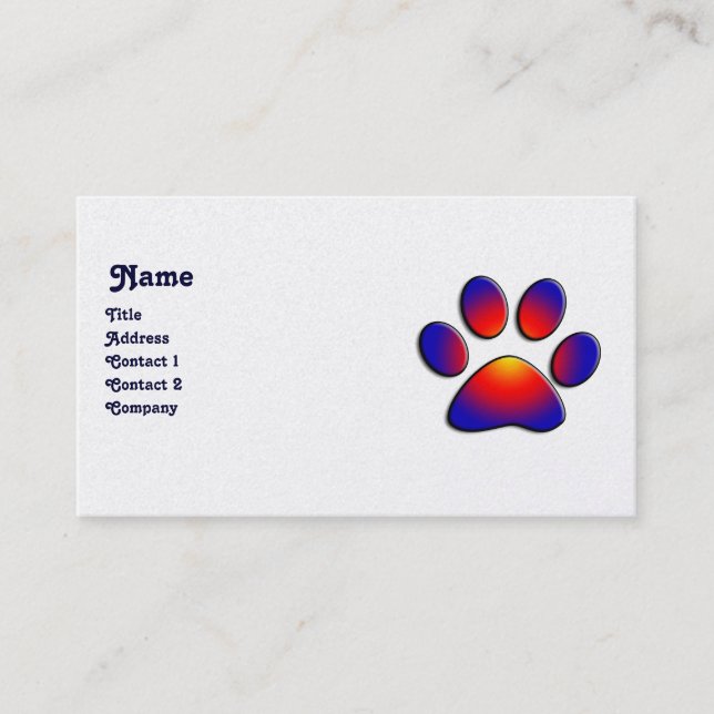 COLORFUL PAW,black white pearl Business Card (Front)