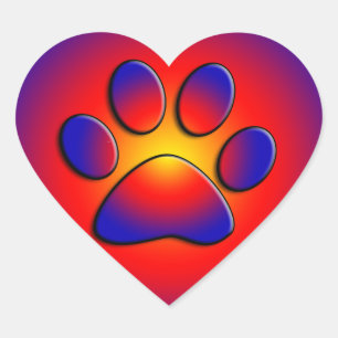 COLORFUL PAW Heart Heart Sticker