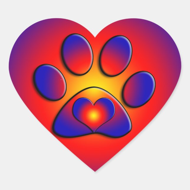 COLORFUL PAW Heart Heart Sticker (Front)