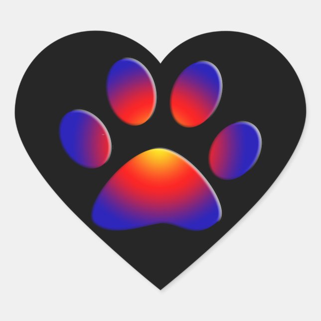 COLORFUL PAW Heart Heart Sticker (Front)