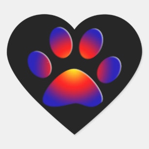 COLORFUL PAW Heart Sticker
