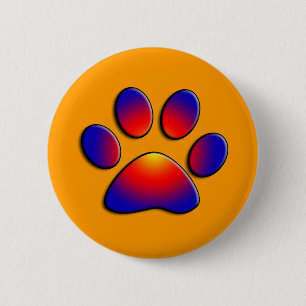 COLORFUL PAW ,orange 6 Cm Round Badge