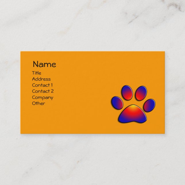 COLORFUL PAW,orange Business Card (Front)