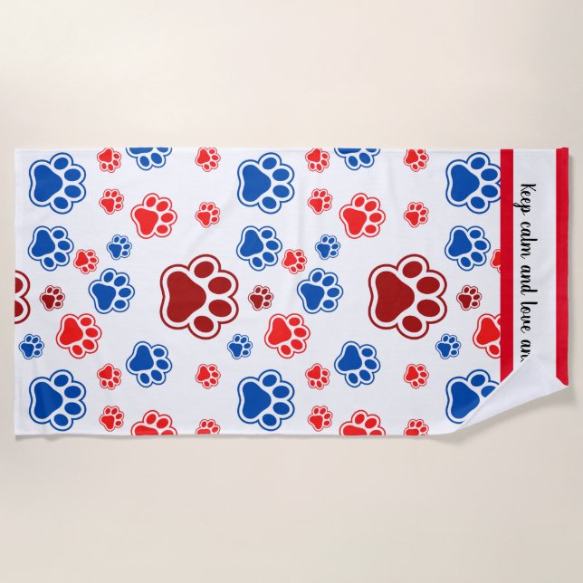 Colorful Paw Print - Best Dog Mom Gift Beach Towel (Front)