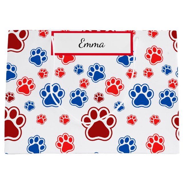 Colorful Paw Print - Best Dog Mom Gift Large Gift Bag (Front)
