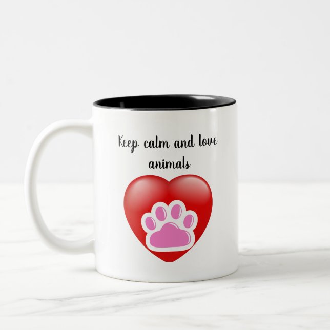 Colorful Paw Print - Best Dog Mom Gift Two-Tone Coffee Mug (Left)