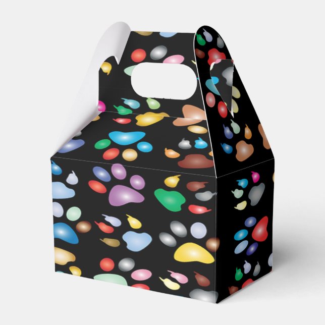 Colorful paw prints favour box (Front Side)