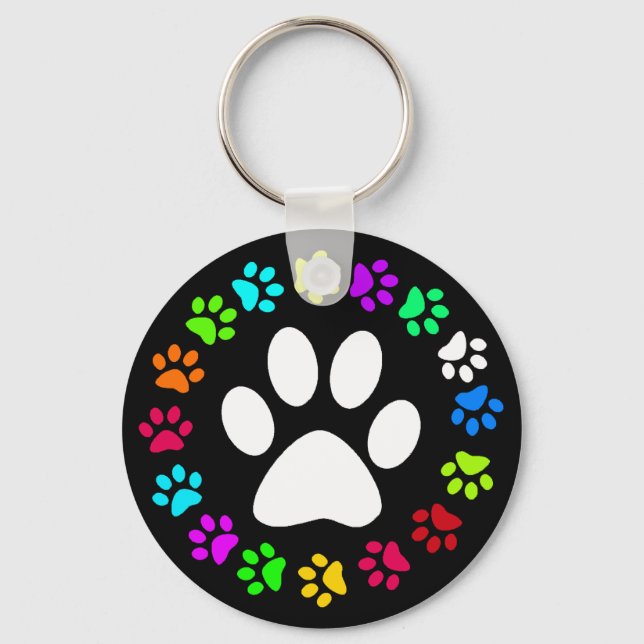 COLORFUL PAW PRINTS KEY RING (Front)