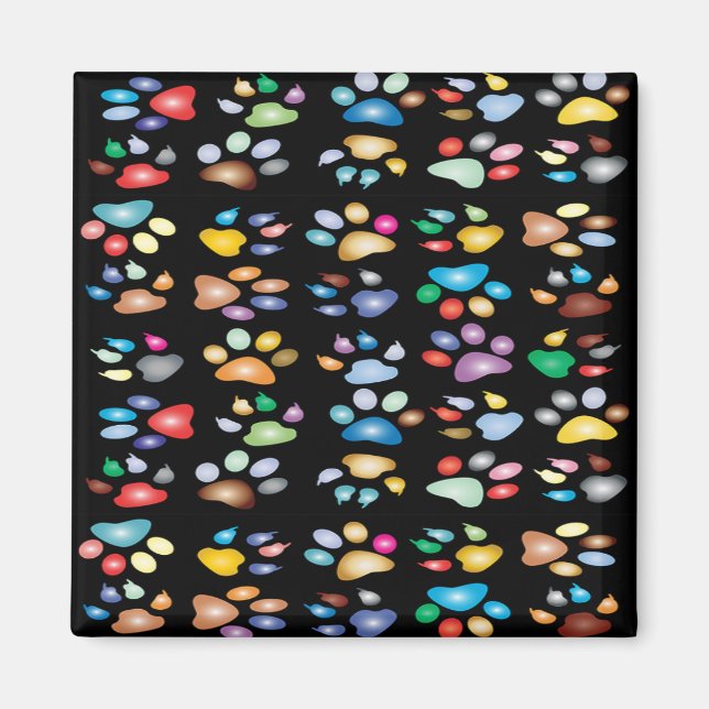 Colorful paw prints magnet (Front)