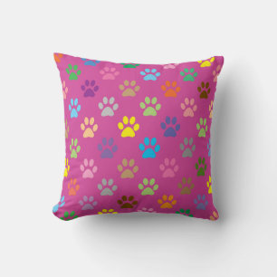 Colorful paw prints pattern  cushion