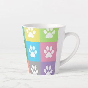 Colorful paw prints pattern latte mug