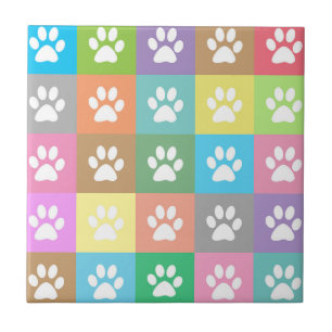 Colorful paw prints pattern  tile