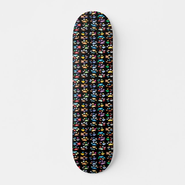 Colorful paw prints skateboard (Front)