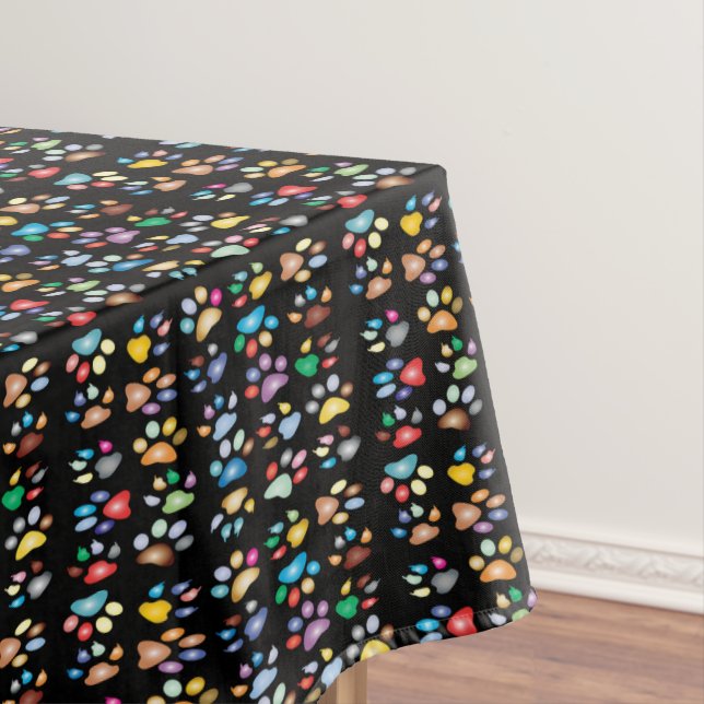 Colorful paw prints tablecloth (In Situ)