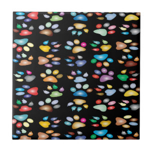 Colorful paw prints tile