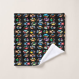 Colorful paw prints wash cloth