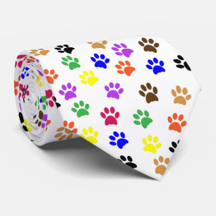 Colorful PawPrints Pattern Tie