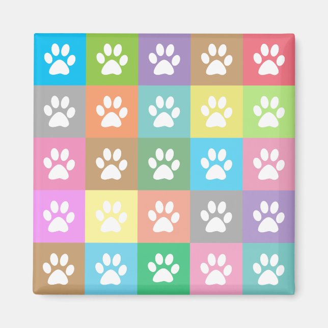 Colorful paws pattern magnet (Front)