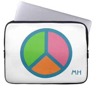 Colorful Peace Sign custom monogram laptop sleeves