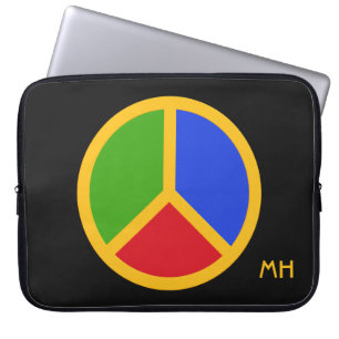 Colorful Peace Sign custom monogram laptop sleeves