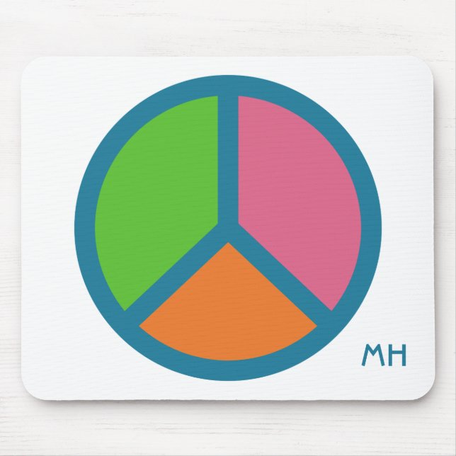 Colorful Peace Sign custom monogram mousepad (Front)