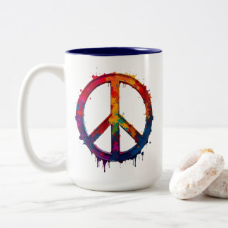 Colorful peace sign mug