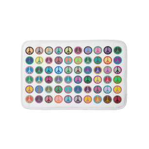 Colorful Peace Symbols Bath Mat