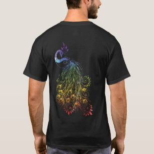 Colorful Peacock Bird Cool Rainbow Art T-Shirt