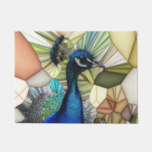 Colorful Peacock Mosaic Door Mat