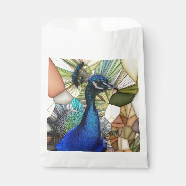 Colorful Peacock Mosaic favor Bags (Front)