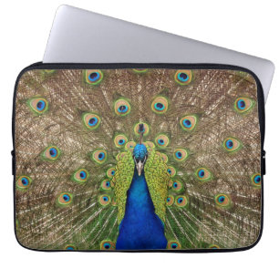 Colorful peacock print laptop sleeve